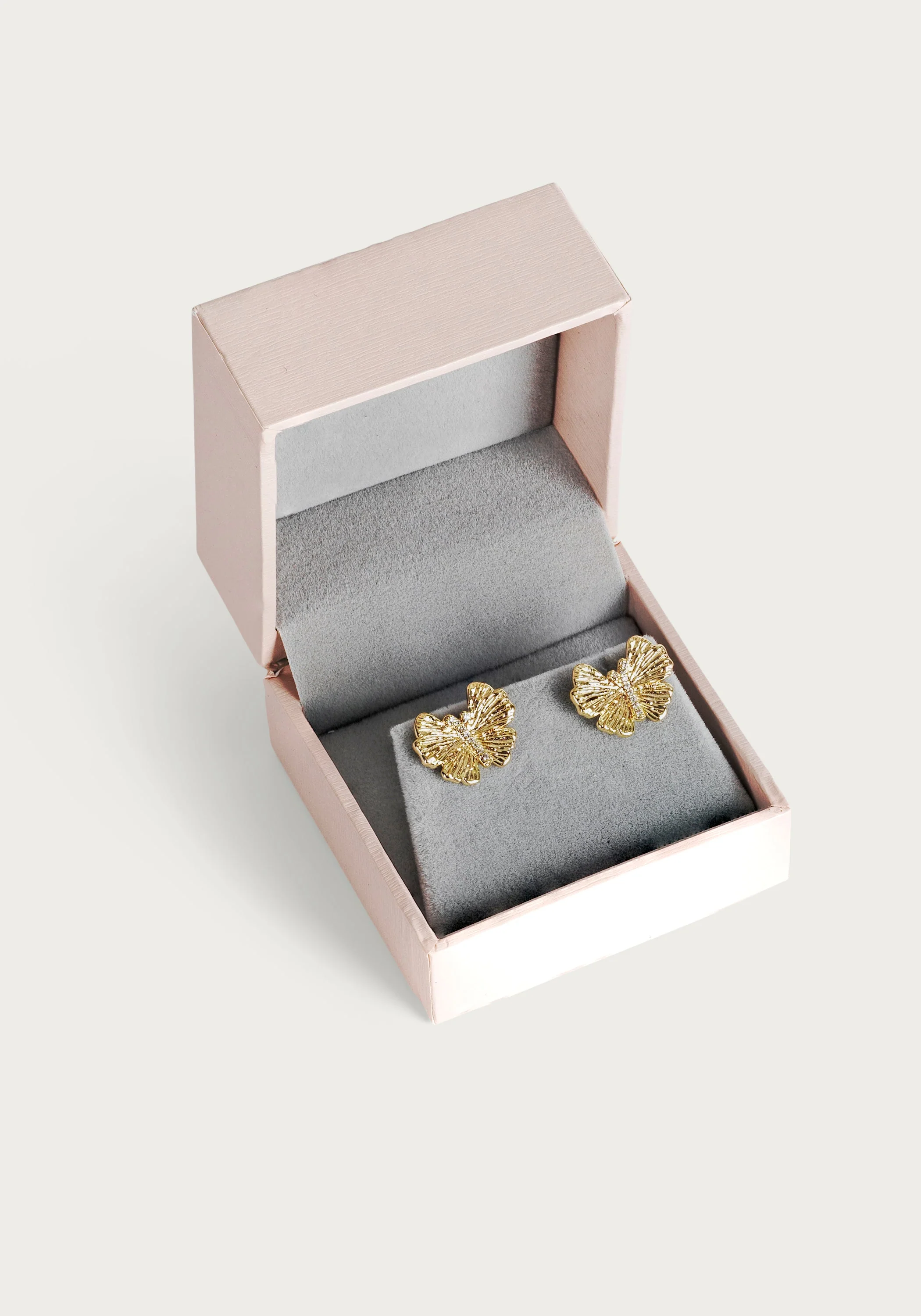Butterfly Stud Gold Earrings - Image 4