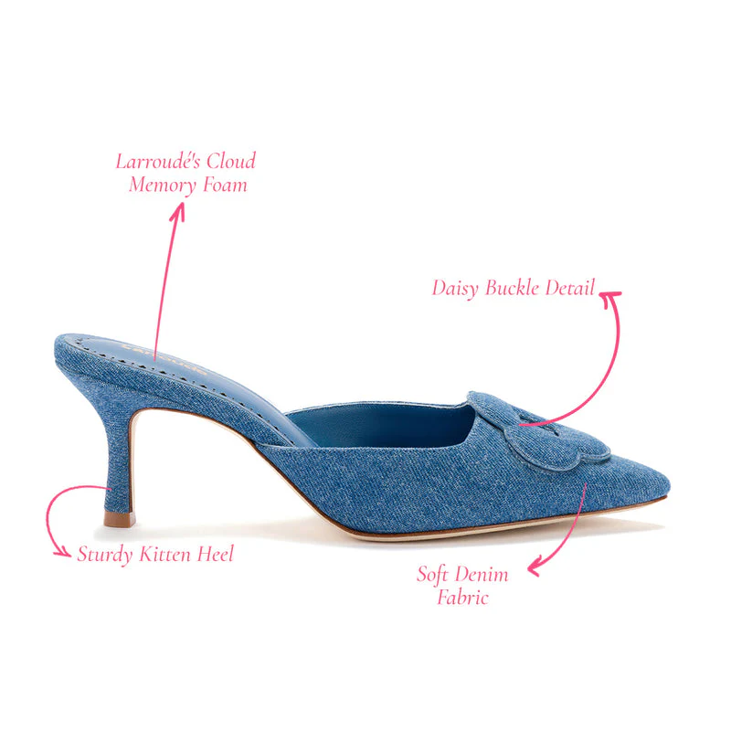 Flora Pump In Blue Stoned Denim - Image 4