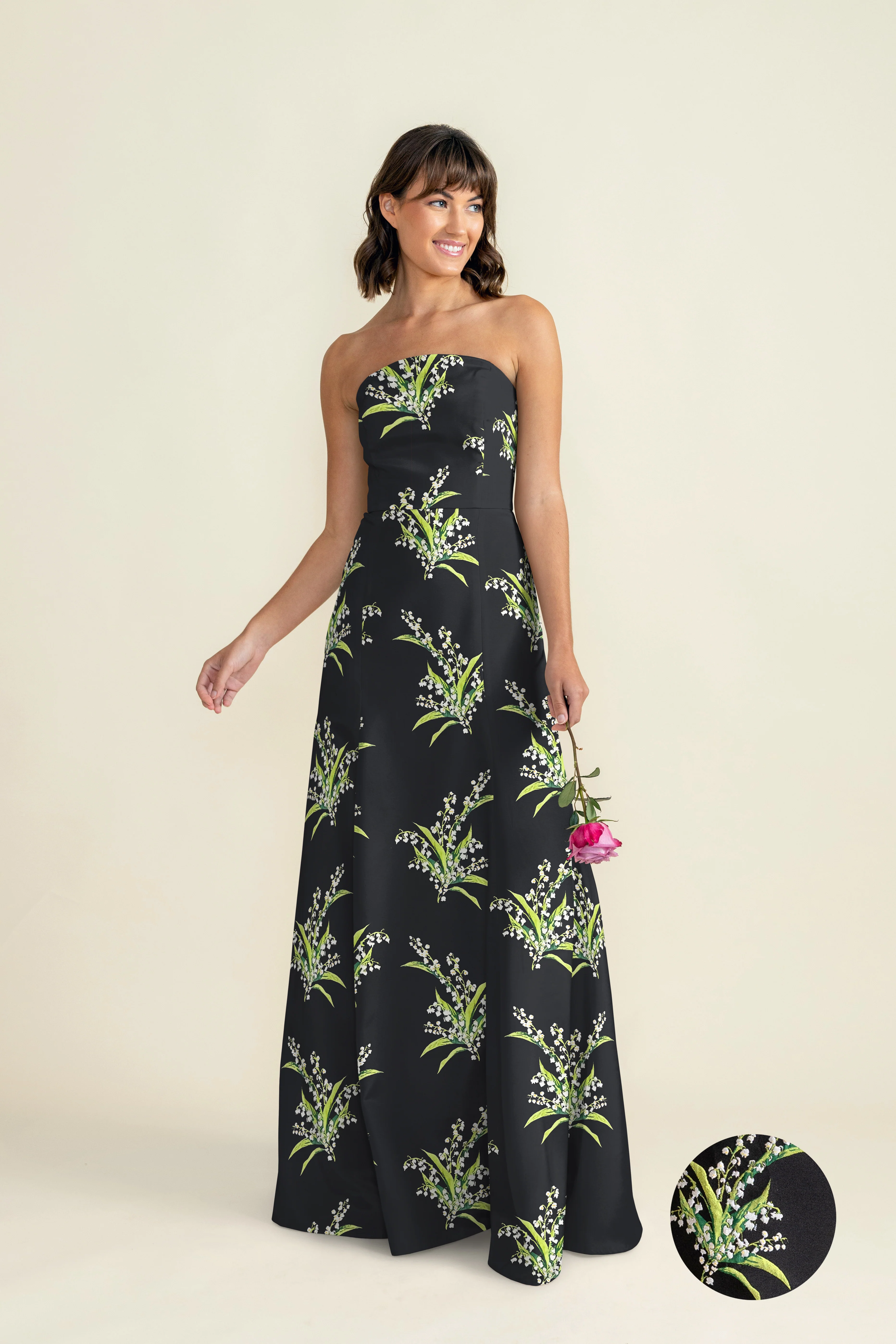 Hannah Bodice with Trumpet Skirt in Lily of the Valley Jacquard - Image 4