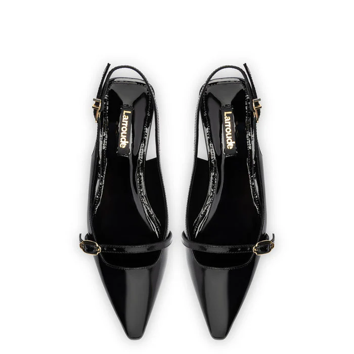 Ines Flat In Black Patent Leather - Image 3
