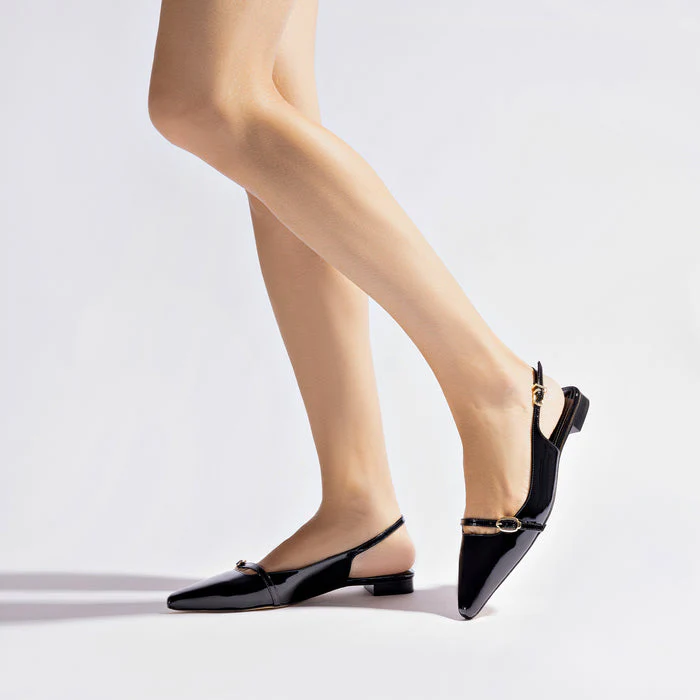Ines Flat In Black Patent Leather - Image 6