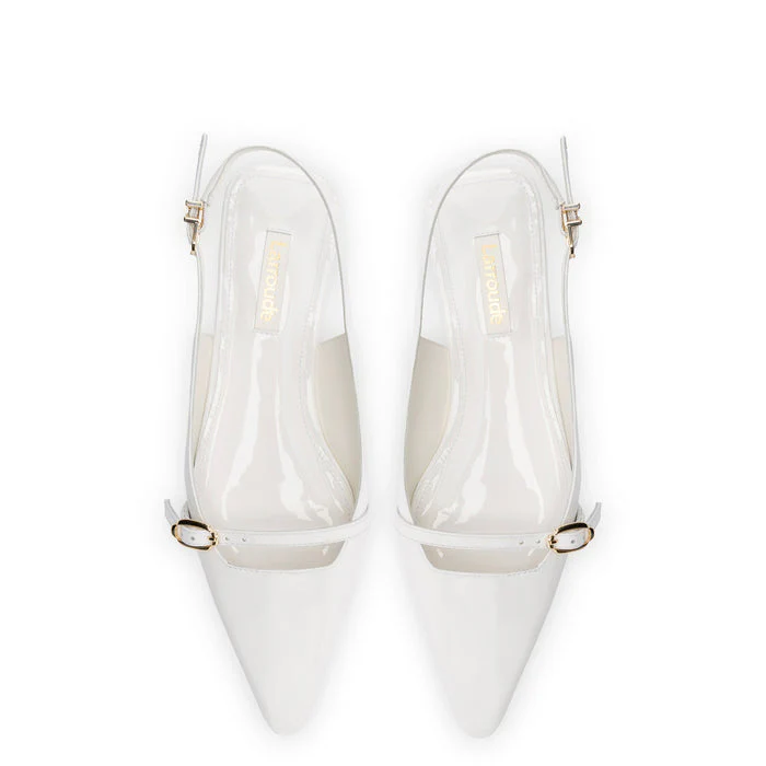 Ines Flat In White Patent Leather - Image 3