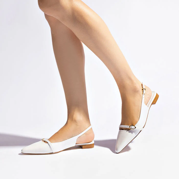 Ines Flat In White Patent Leather - Image 6