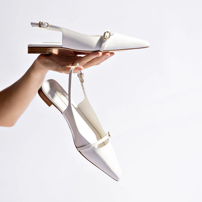 Ines Flat In White Patent Leather - Image 7