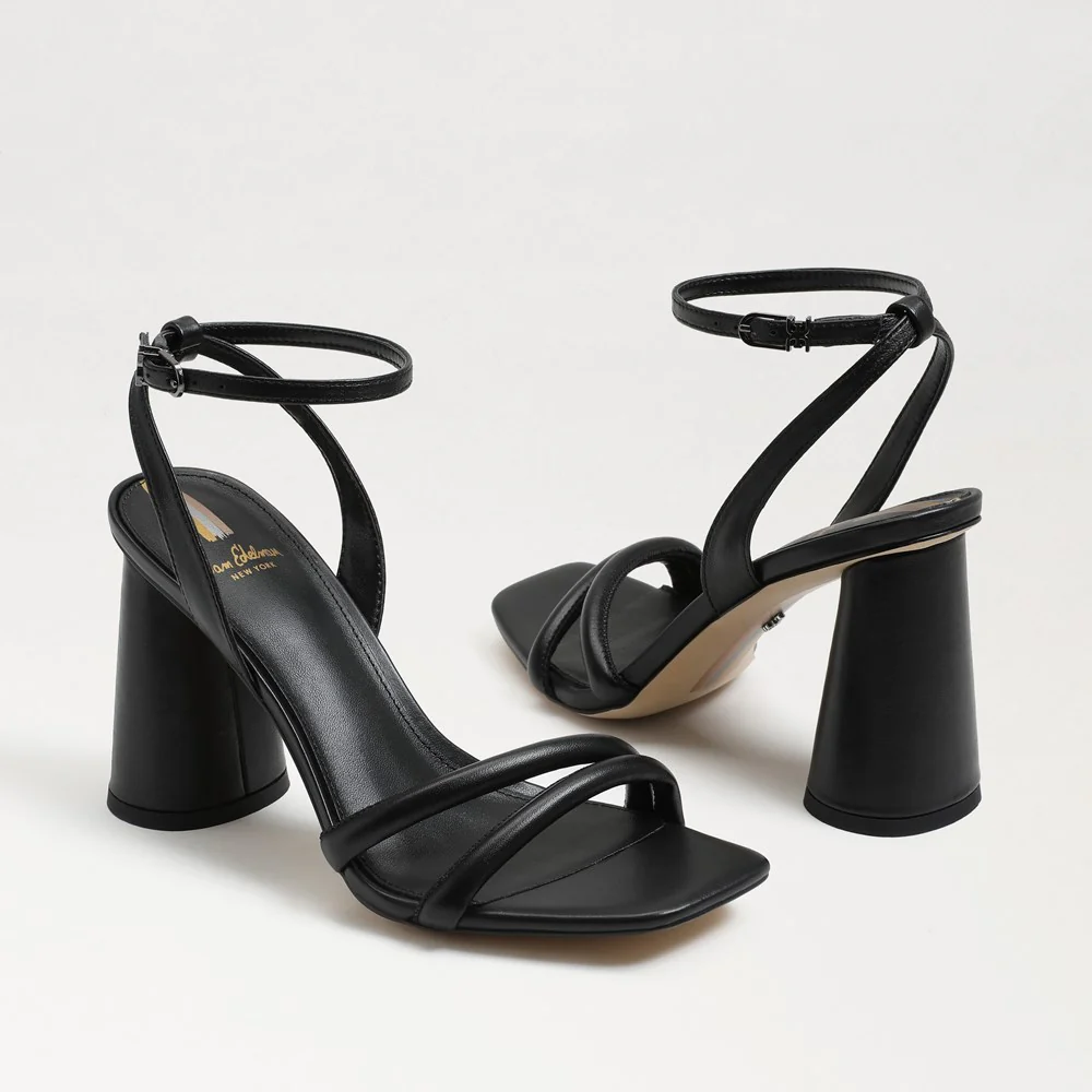 Kia Block Heel Sandal in Black Leather - Image 7