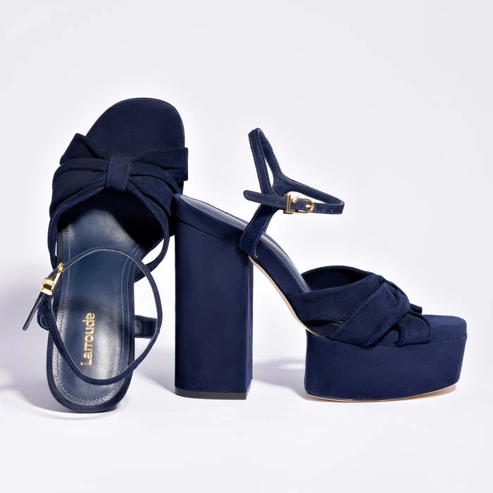 Vivienne Platform Sandal In Navy Suede - Image 6
