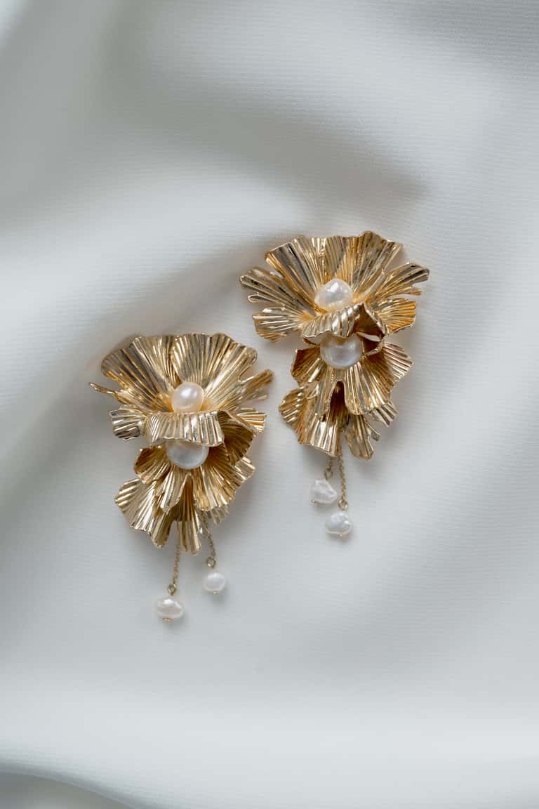 Lotus Floral Statement Earring - Image 2