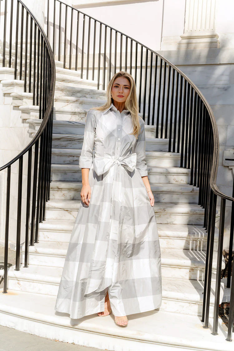LulaKate Candice Dress in Gingham Dupioni - Image 6