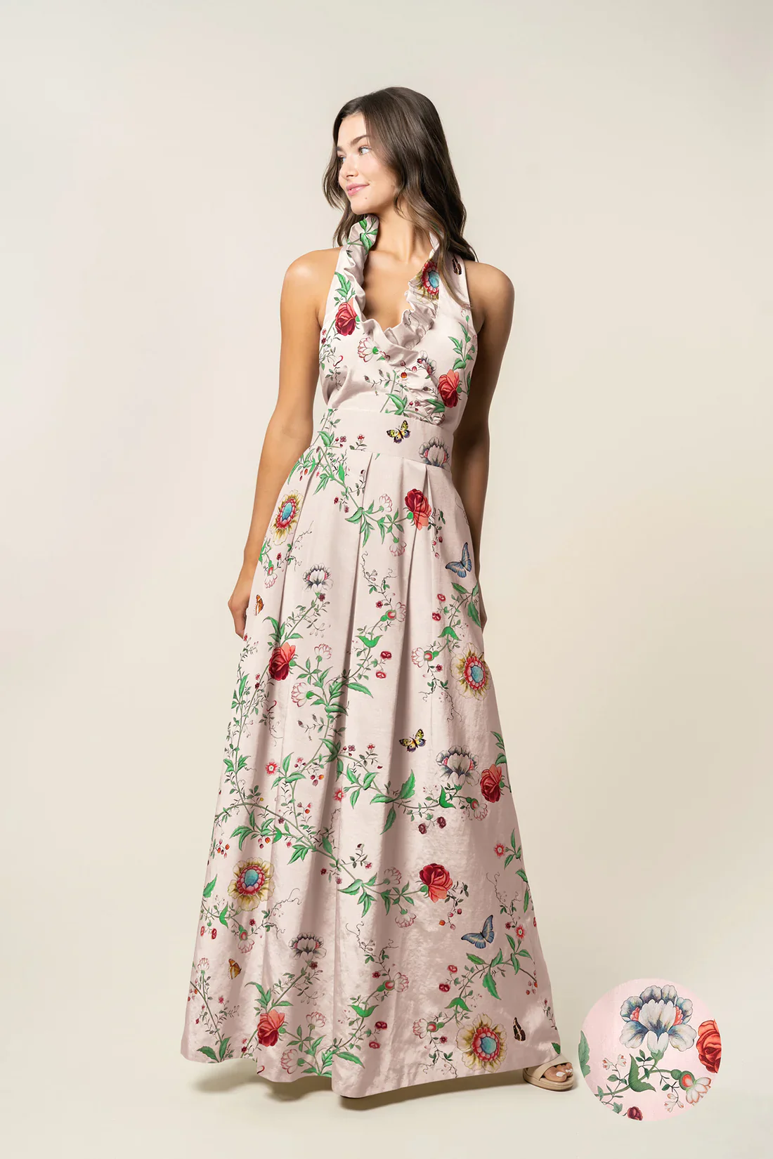Madelyn Bodice with Dahlia Skirt Long in Floral Vine Sateen - Image 3